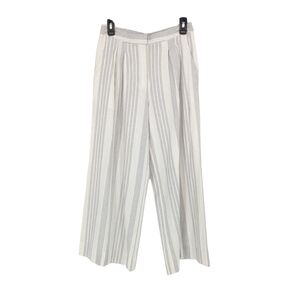 Worthington Striped Linen Wide Leg Cropped Pant White Gray 4 preppy coastalcore